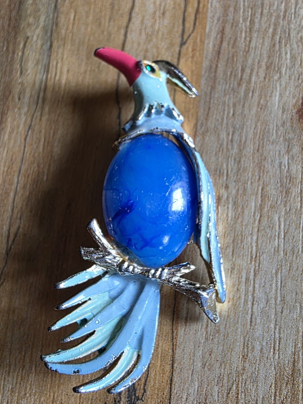 Vintage/ Antique Blue Enamel Bird Brooch Pin - Decorative Bird Jewelry